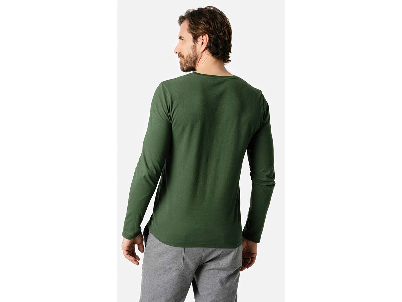 Living Crafts Bio-Herren-Langarmshirt 'TERIK' mit Rundhalsausschnitt, forest green, Gr. XL