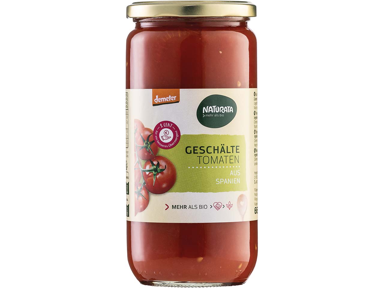 NATURATA Geschälte Bio-Tomaten in Tomatensaft, demeter-zertifiziert, 660 g