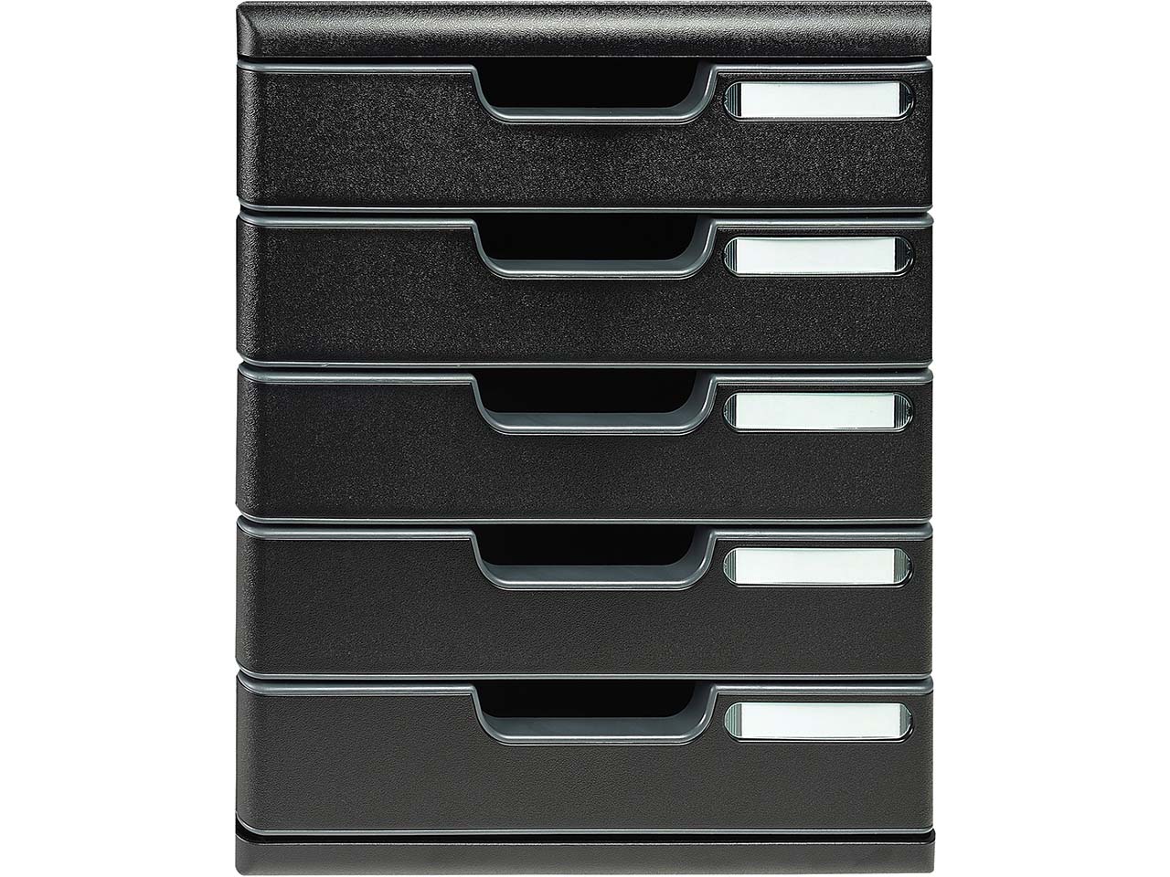 Exacompta Schubladenbox Modulo "ECOBlack", DIN A4+, 5 Schubladen geschlossen, schwarz