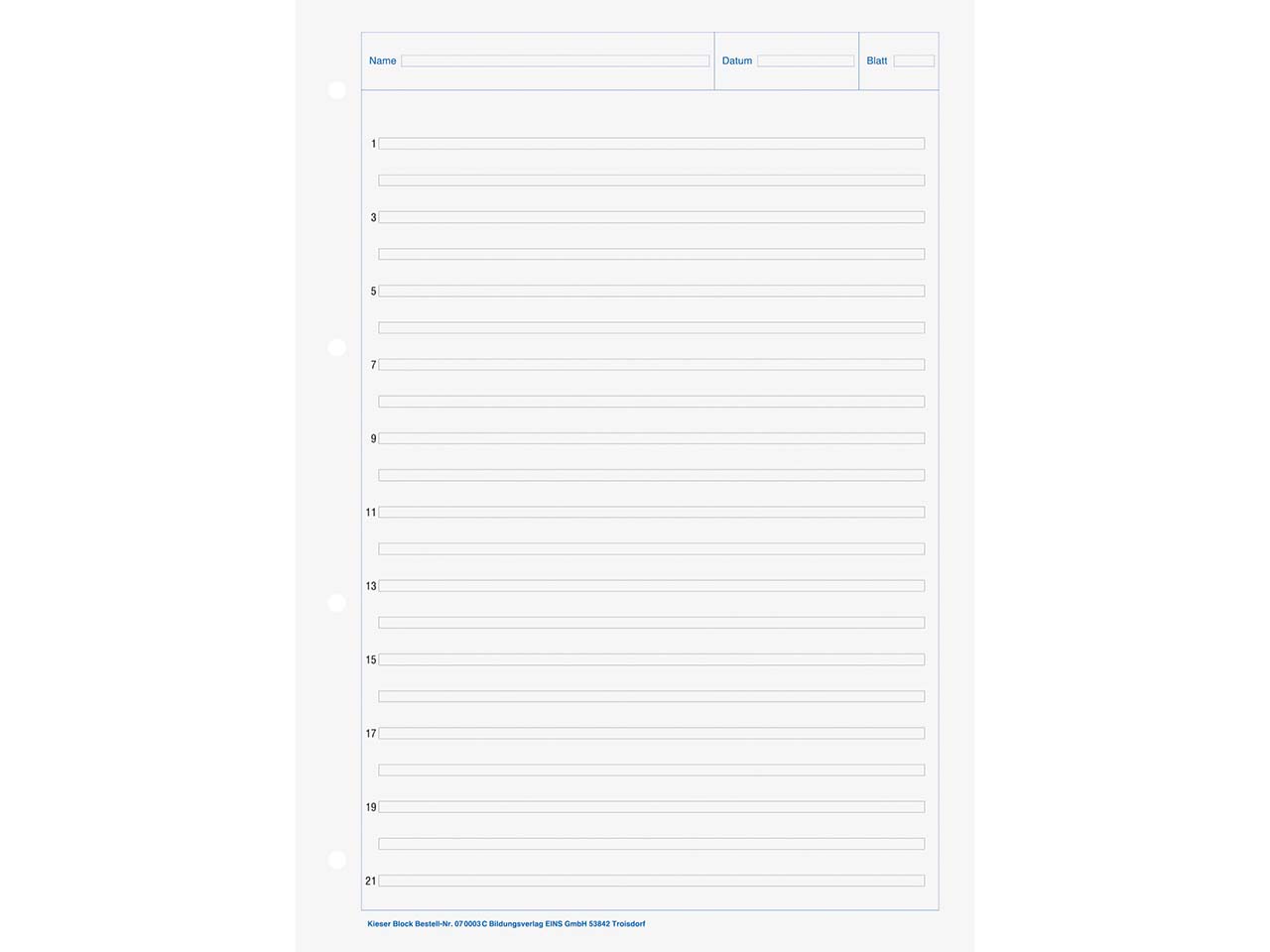 BRUNNEN Kieserblock DIN A4, Lineatur 3, 80 g/m², 50 Blatt