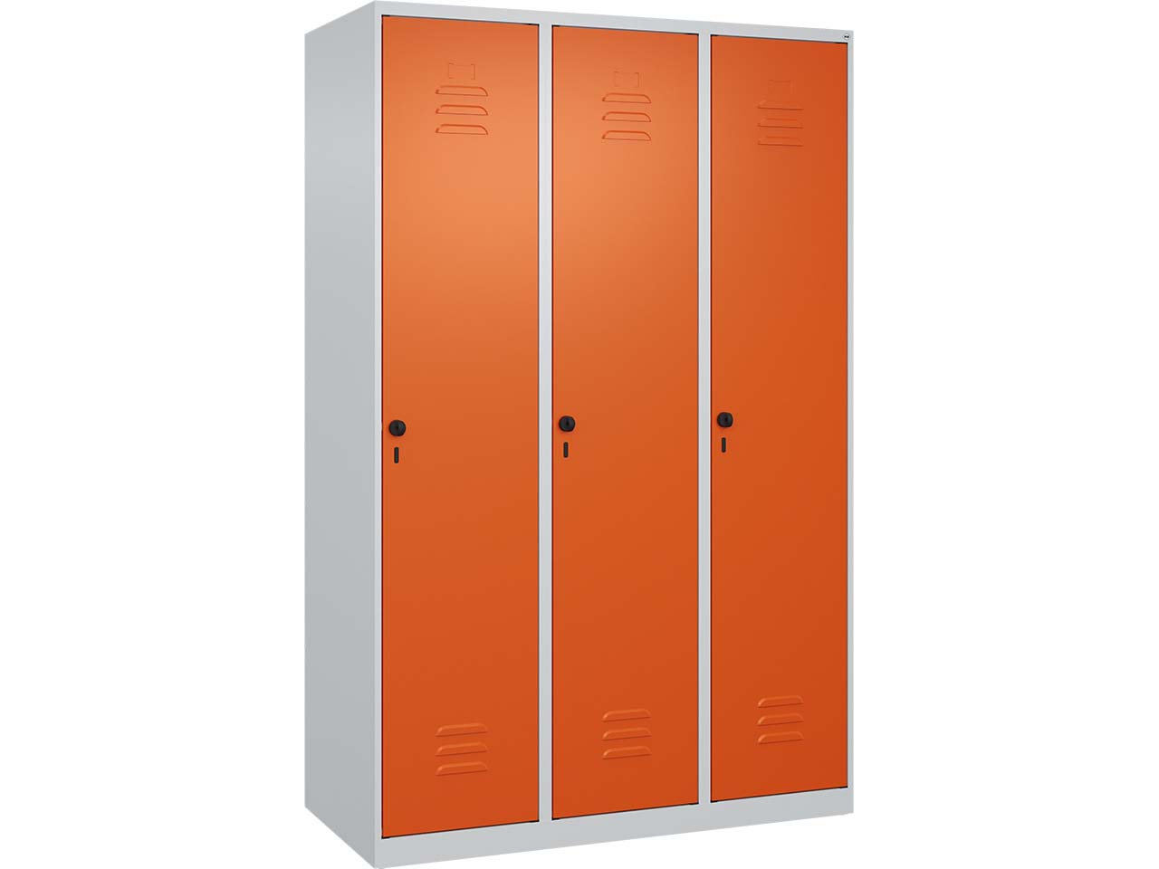 C+P Spind Classic PLUS, 3 Abteile, 1850x1200x500mm, Lichtgrau/Reinorange