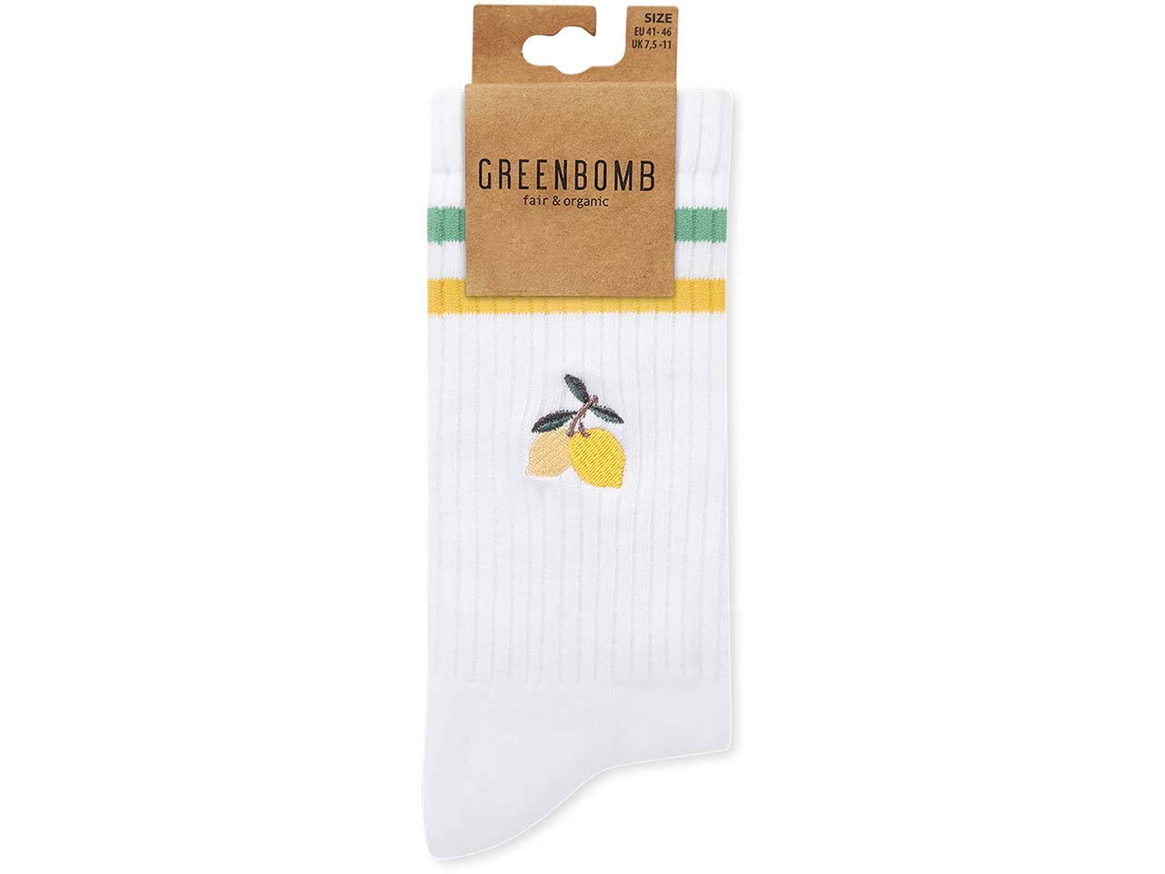 GREENBOMB Bio-Tennissocken "Lemon", white, Gr. 36/40
