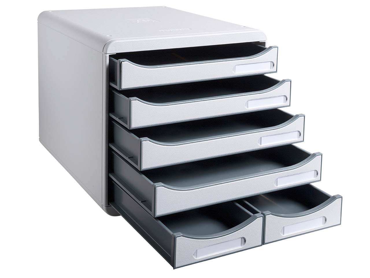 Exacompta Schubladenbox Big Box Maxi "Office", DIN A4+, 6 Schubladen offen, lichtgrau