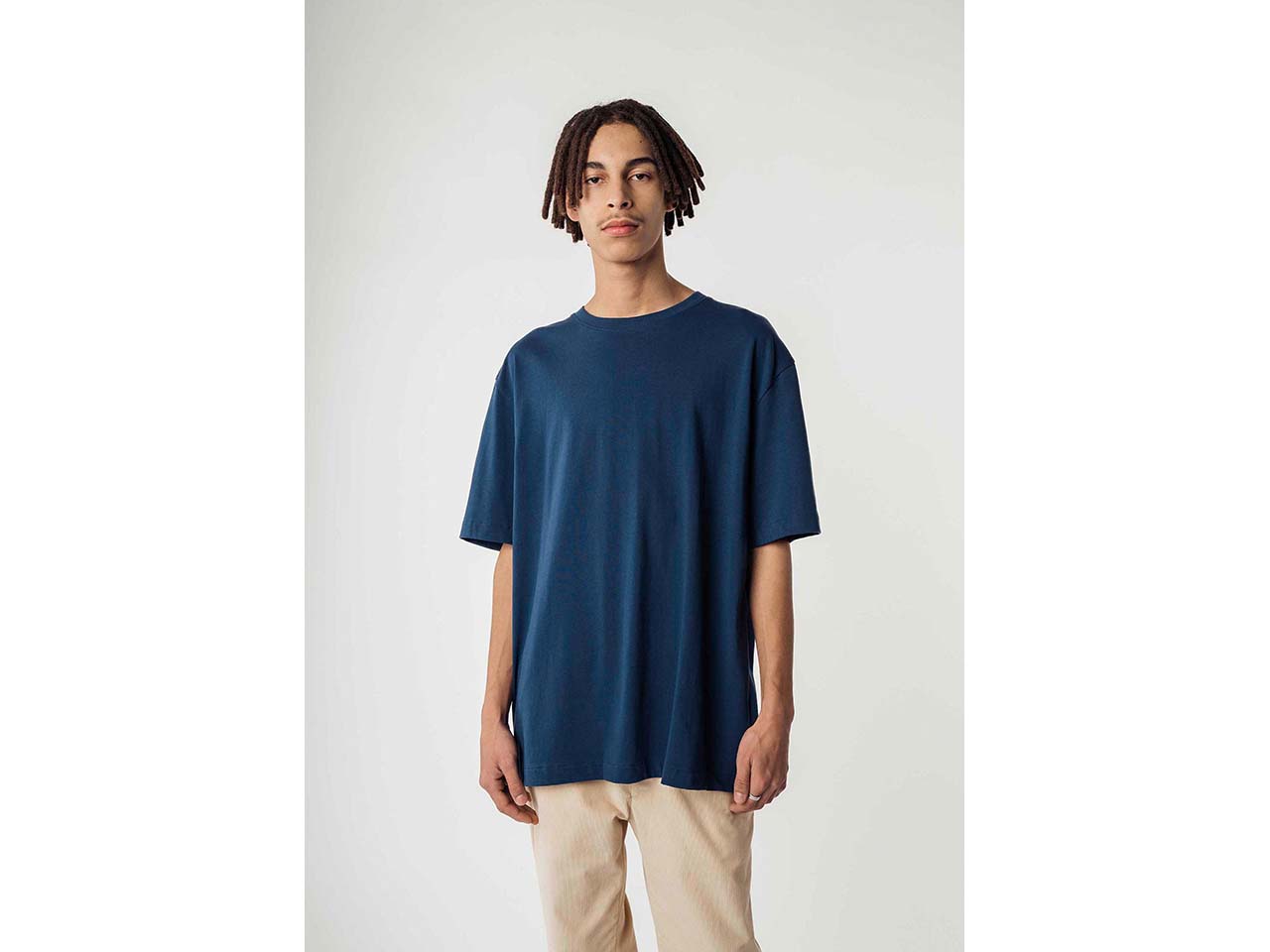 MELA Bio-Herren-T-Shirt 'BHAJAN' mit überschnittenen Schultern, dunkelblau, Gr. L