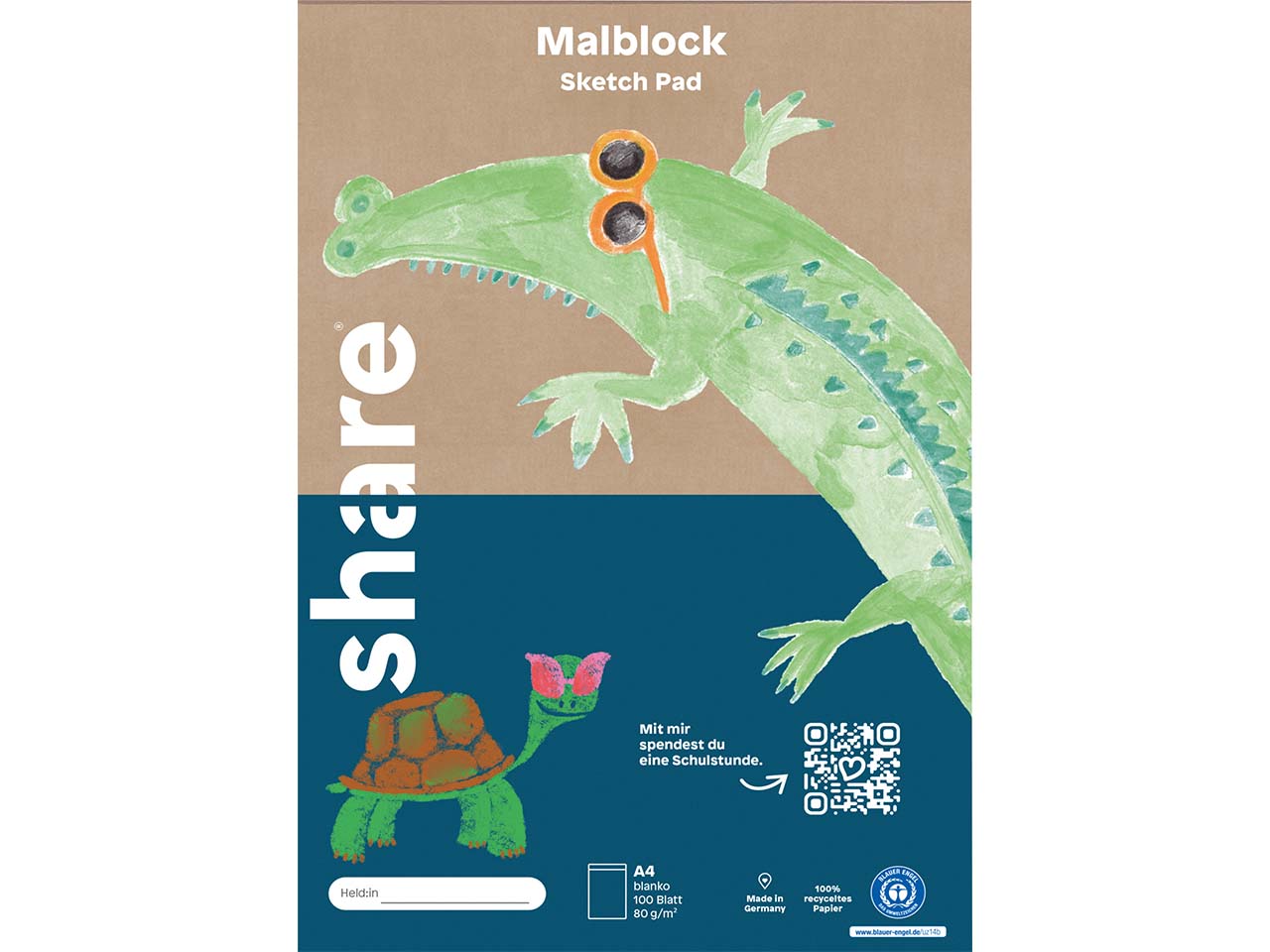 share Malblock DIN A4, 100 Blatt, blanko - neu
