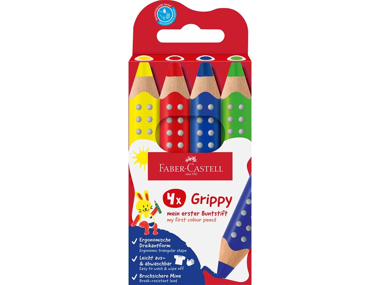 Faber-Castell 4er-Set Buntstifte "Grippy", FSC-zertifiziert, sortiert