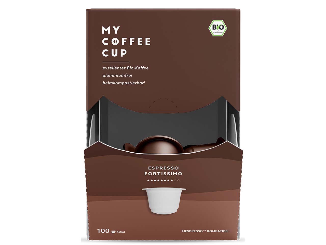 MY COFFEE CUP Bio-Kaffeekapseln "Espresso Fortissimo" 100 Stk.