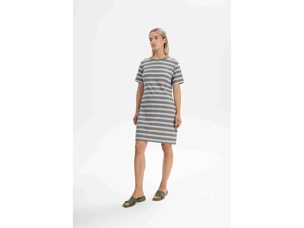 MELA Bio-Damen-Mini-T-Shirt-Kleid "DARSHA" mit Rundhalsausschnitt, thymian/krokus, Gr. L