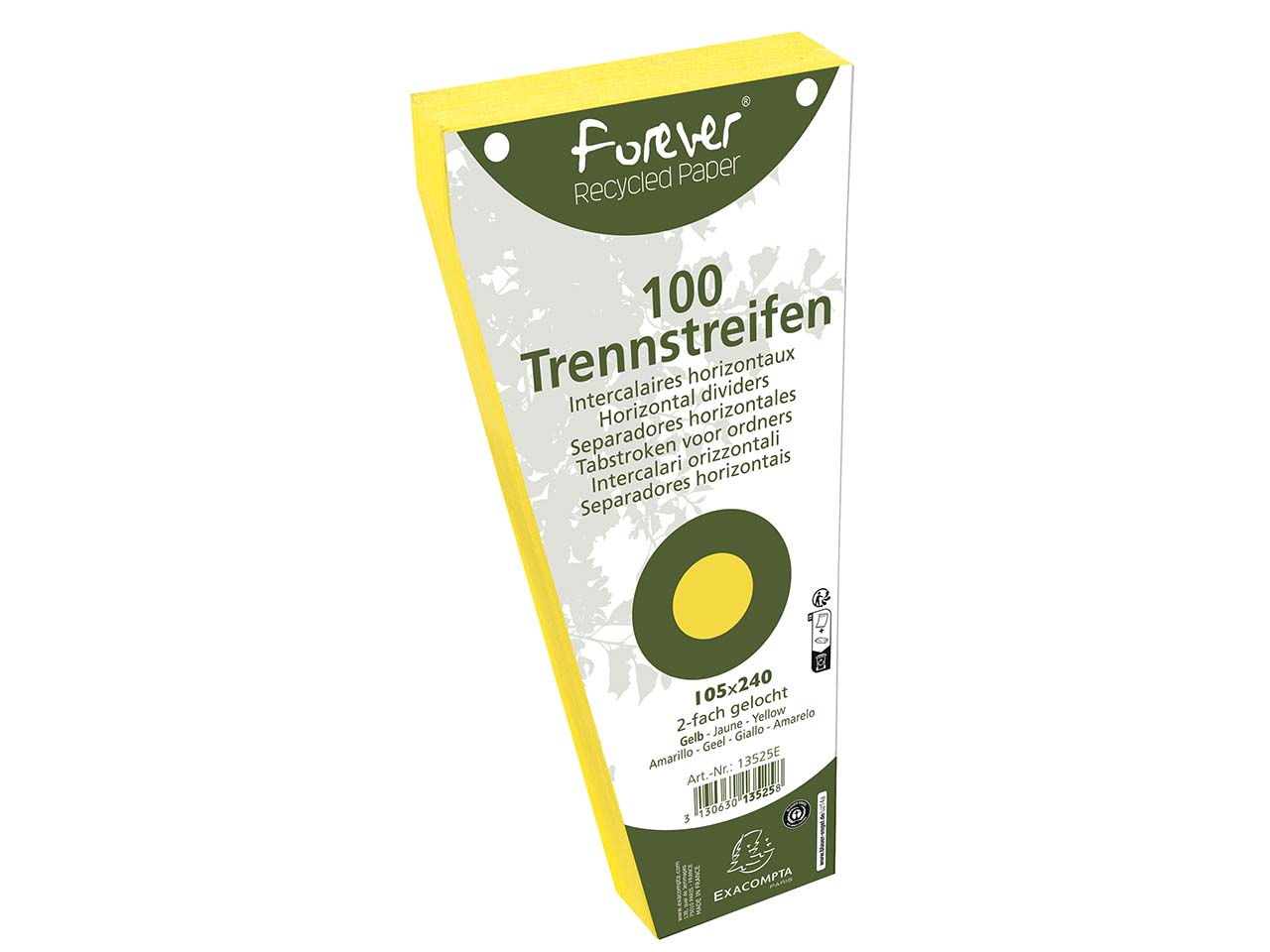 6 x 100 Exacompta Trennstreifen "Forever", Trapezform, 180 g/m², 105 x 240 mm, gelb