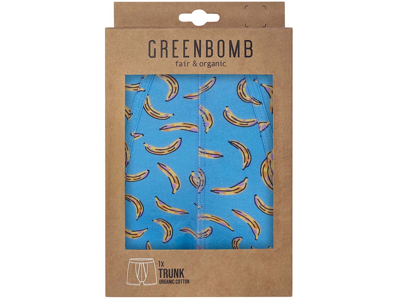 GREENBOMB Bio-Herren-Boxershort 'Bananas', blau/gelb mix, Gr. M