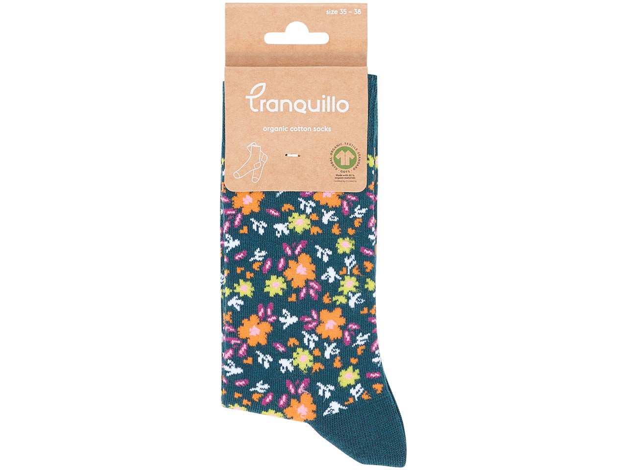 tranquillo Bio-Socken 'Bloomyy' mit Blumen-Muster, bloom burgundy, Gr. 35/38