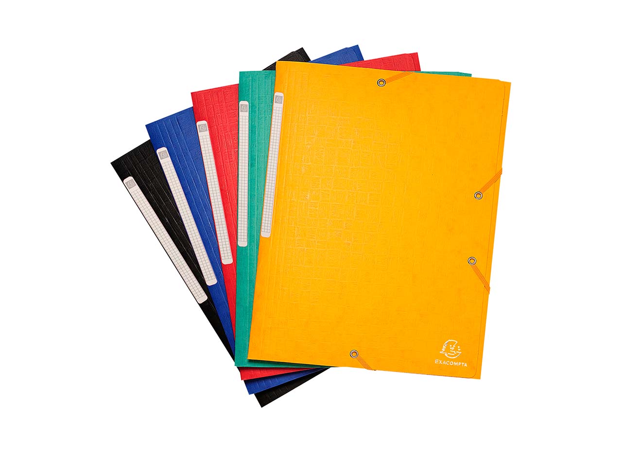 50 Exacompta Sammelmappen "Scotten", 425 g/m², DIN A4, Gummizug, 3 Klappen, sortiert