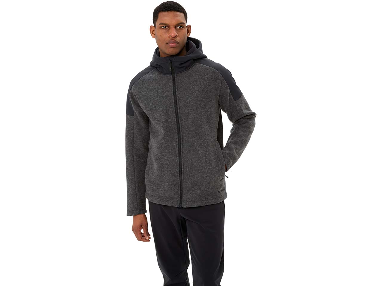 VAUDE Herren-Zip-Hoodie 'Tinshan II' aus Wollmix, phantom black, Gr. XL