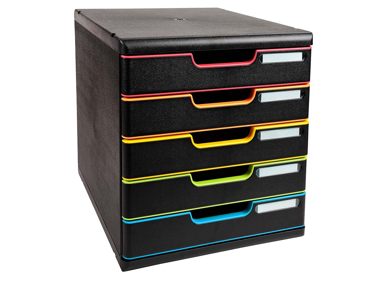 Exacompta Schubladenbox Modulo "Black Office", DIN A4+, 5 Schubladen, schwarz/harlekin