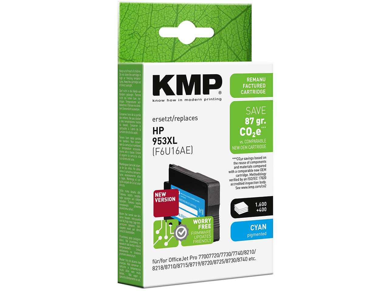 KMP Tintenpatrone ersetzt hp F6U16AE, Nr. 953XL cyan