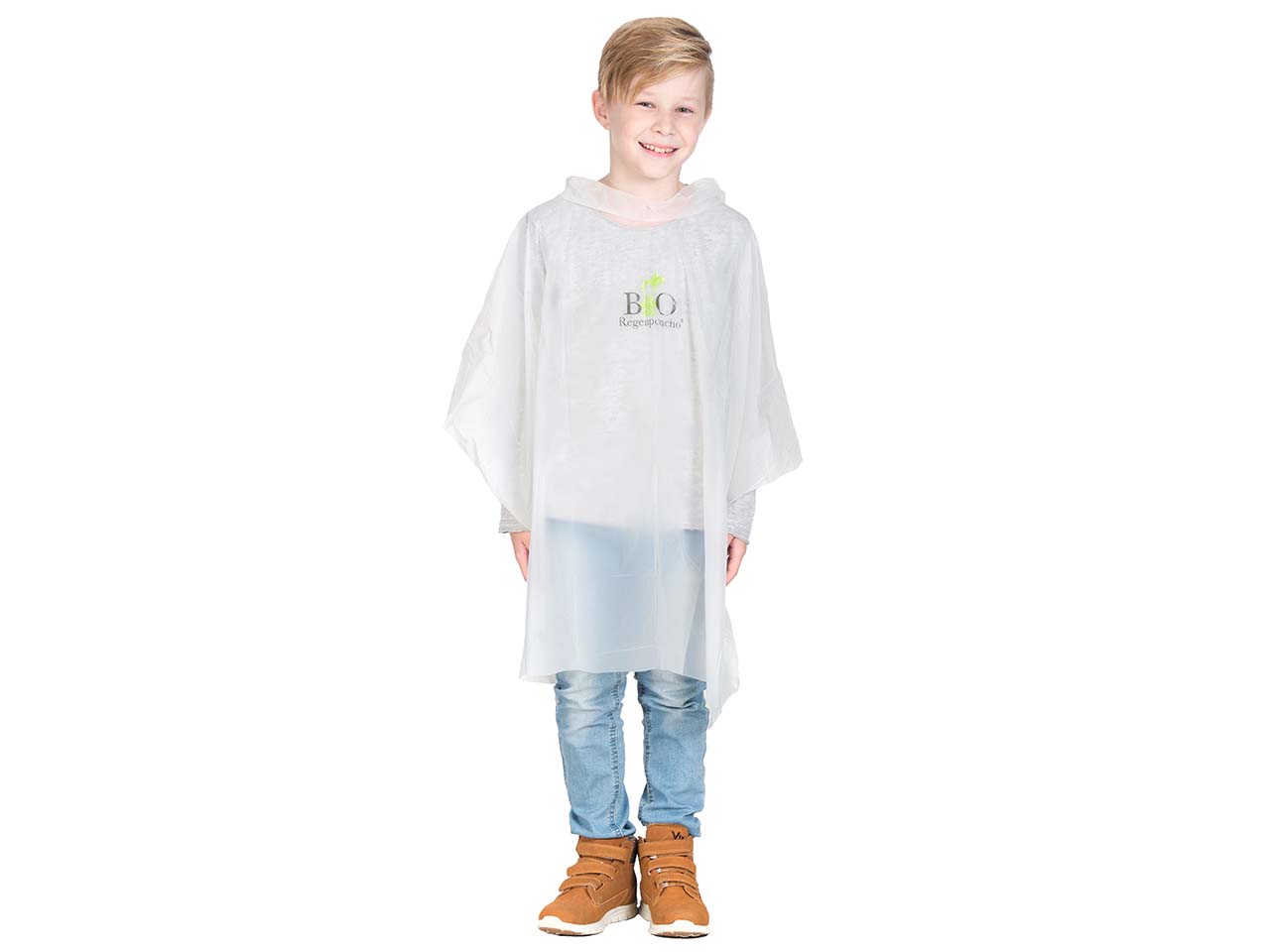 Bio-Kinder-Regenponcho Wunschfarbe inklusive 1-farbigem Aufdruck