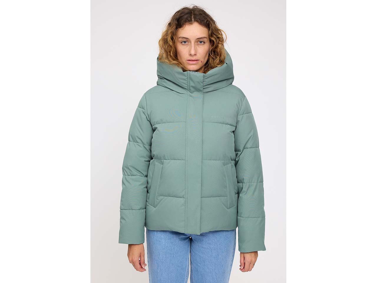 MAZINE Damen-Steppjacke 'Basic Puffer' mit großer Kapuze, jade, Gr. L