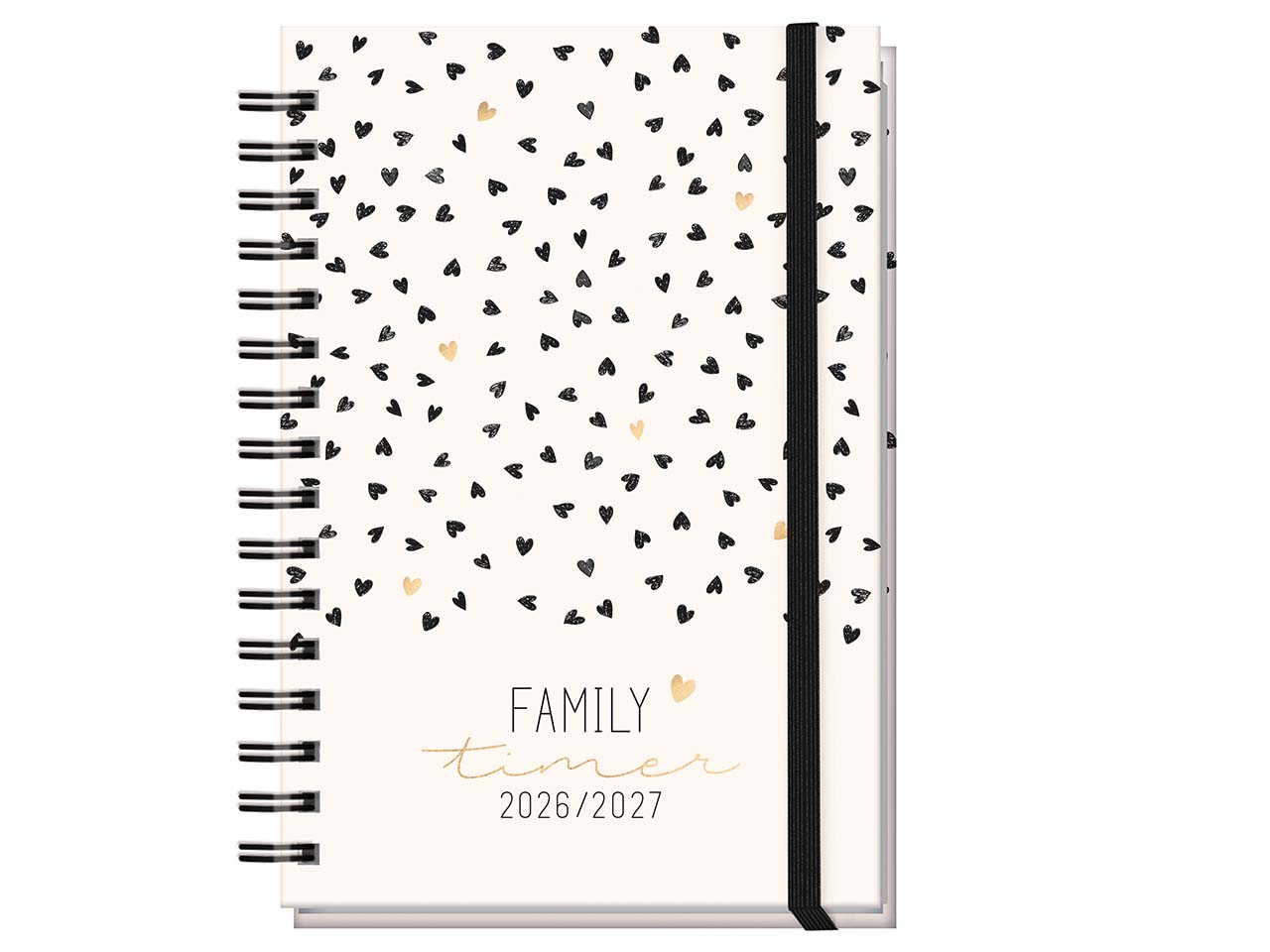 Häfft Familienkalender 2026/27 17 Monate, golden hearts
