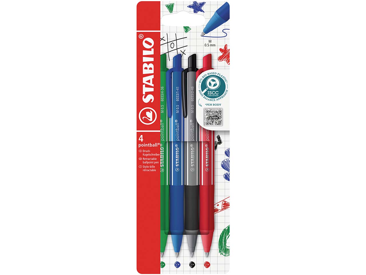 STABILO 4er-Set Kugelschreiber "Pointball colorful", sortiert