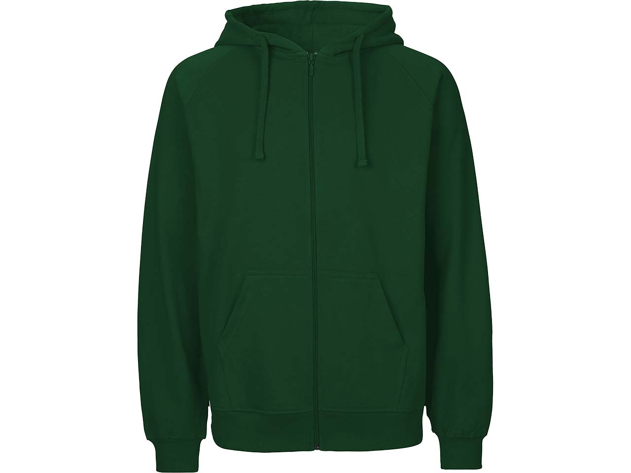 Neutral Bio-Unisex-Zip-Hoodie 'Tiger Cotton' mit gebürstetem Fleece, bottle green, Gr. L