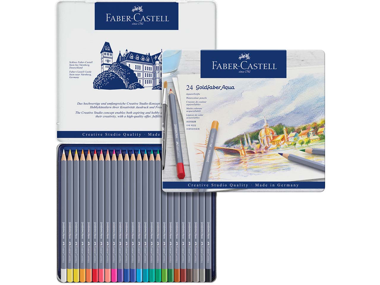 Faber-Castell Buntstifte "Goldfaber Aqua" aquarellierbar, im Metalletui, 24 Stk.