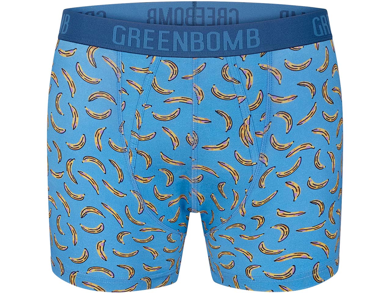 GREENBOMB Bio-Herren-Boxershort 'Bananas', blau/gelb mix, Gr. M