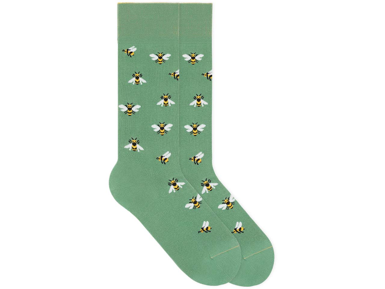 VON JUNGFELD Bio-Socken "Bees", dark mint, Gr. 41/46