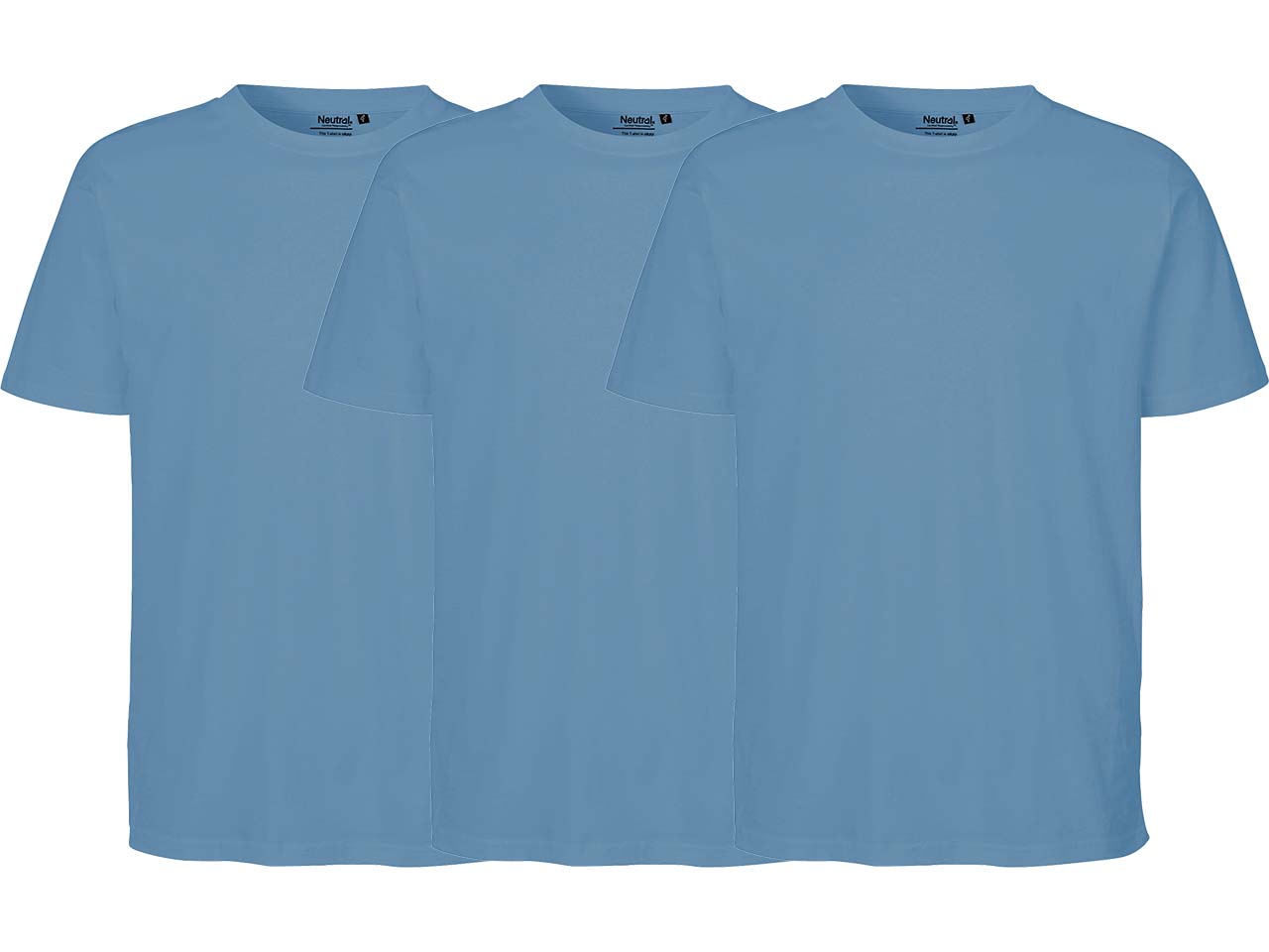 Neutral 3er-Pack Bio-Unisex-T-Shirt mit Rundhalsausschnitt, dusty indigo, Gr. M