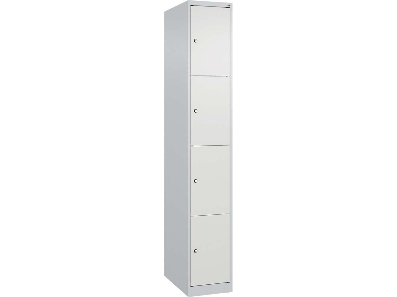 C+P Schließfachschrank Classic PLUS, 4 Fächer, 1850x300x500mm, Lichtgrau/Verkehrsweiß