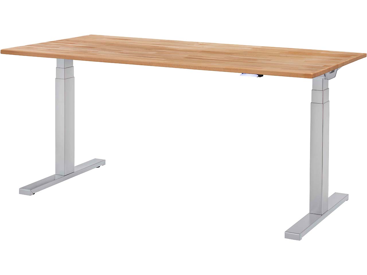 memo Höhenverstellbarer Schreibtisch "Sit-Up 3.0" silber, Buche massiv, 170 x 70 cm
