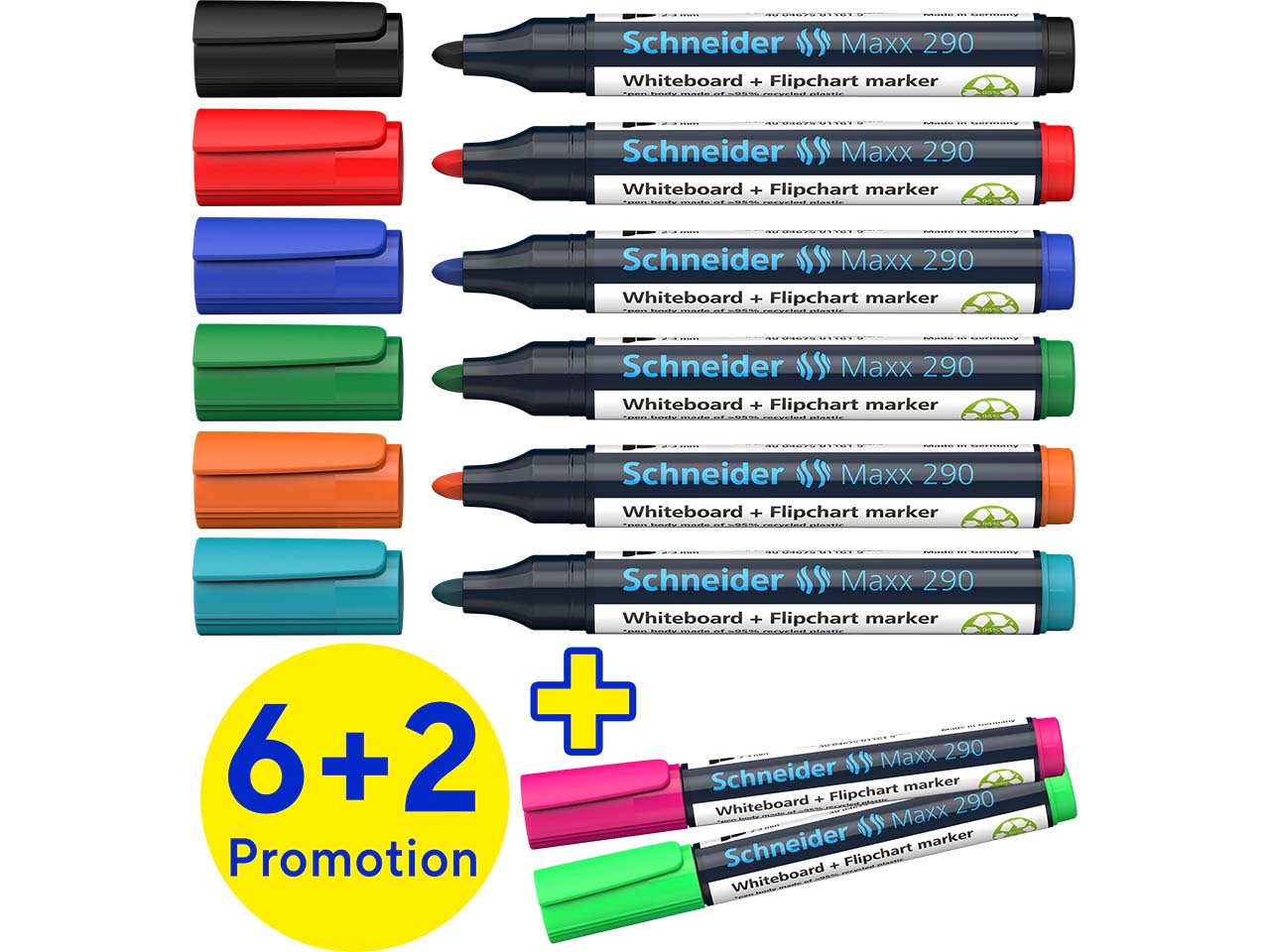 Schneider 8er-Pack Whiteboardmarker "Maxx 290" 6+2 Gratis, sortiert