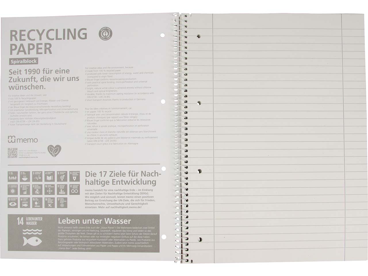 memo Collegeblock DIN A4, liniert, 80 Blatt