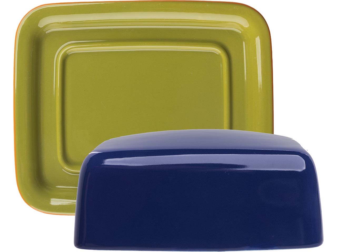 tranquillo Butterdose "COLOURI" aus Steinzeug, 17,2 x 14,5 x 5,2 cm, blau