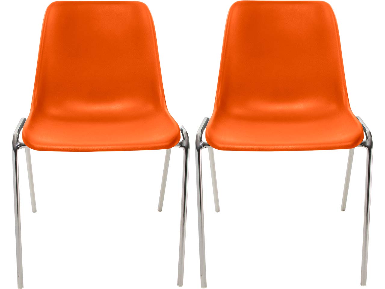2x Besucherstuhl "ECO" Gestell verchromt, Kunststoffschale orange