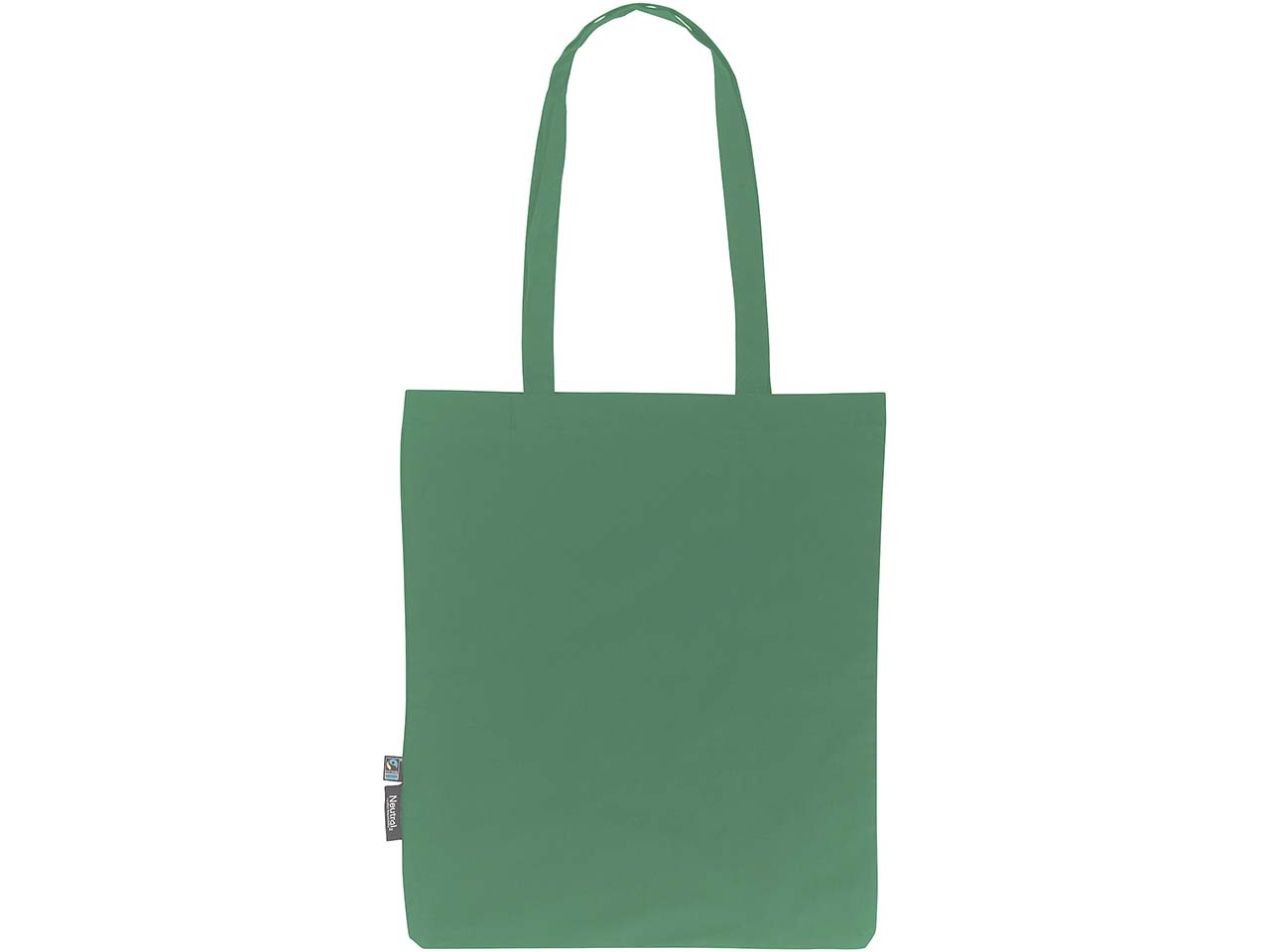 Neutral Bio-Baumwoll-Tragetasche mit langen Henkeln, bottle green