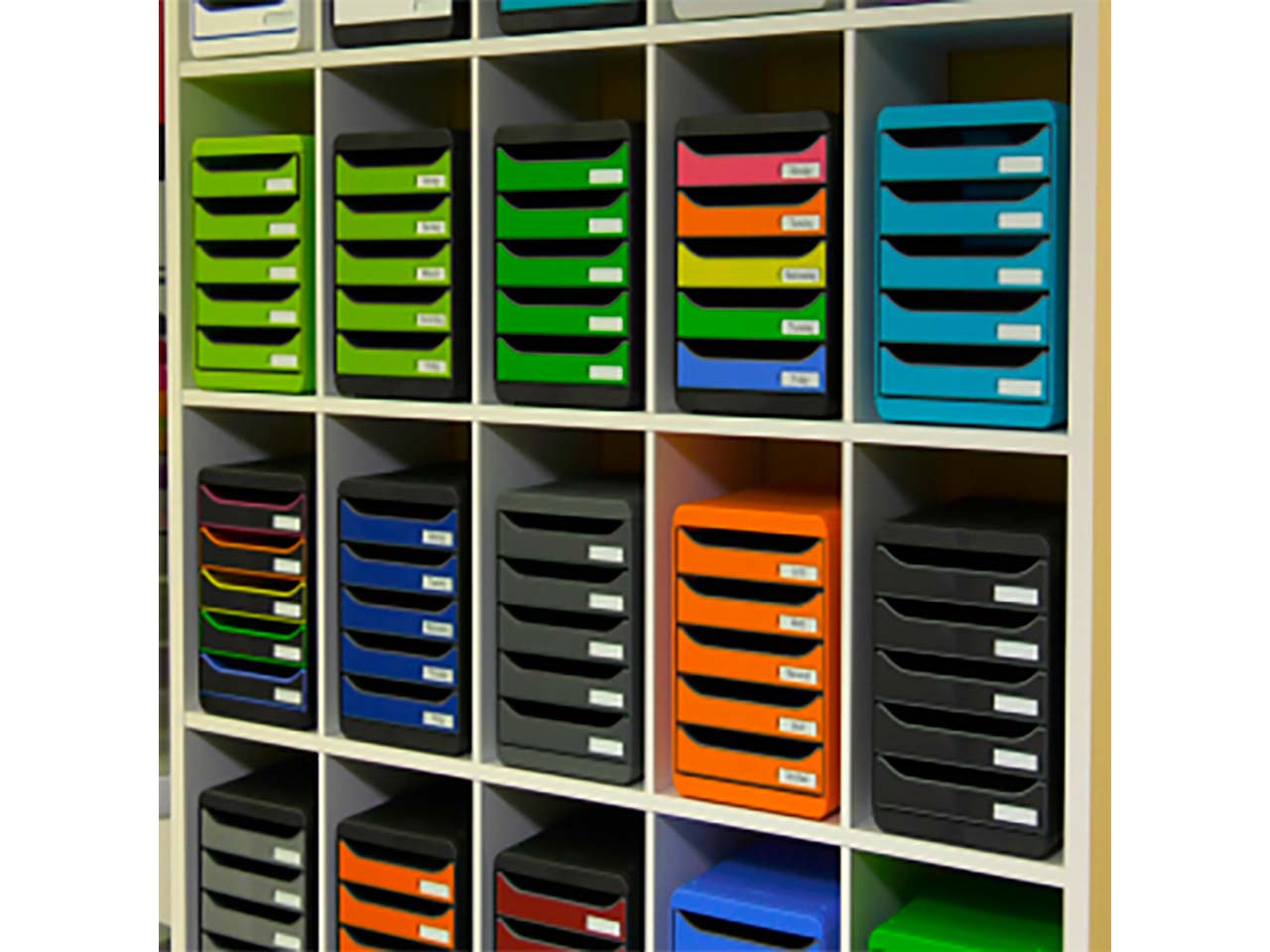 Exacompta Schubladenbox Big Box Plus "Black Office" ,DIN A4+, 5 Schub., schwarz/harlekin