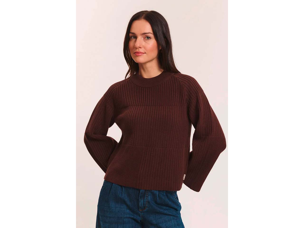 tranquillo Bio-Damen-Strickpullover 'Sunnaa' mit Raglanärmel, shaved chocolate, Gr. S