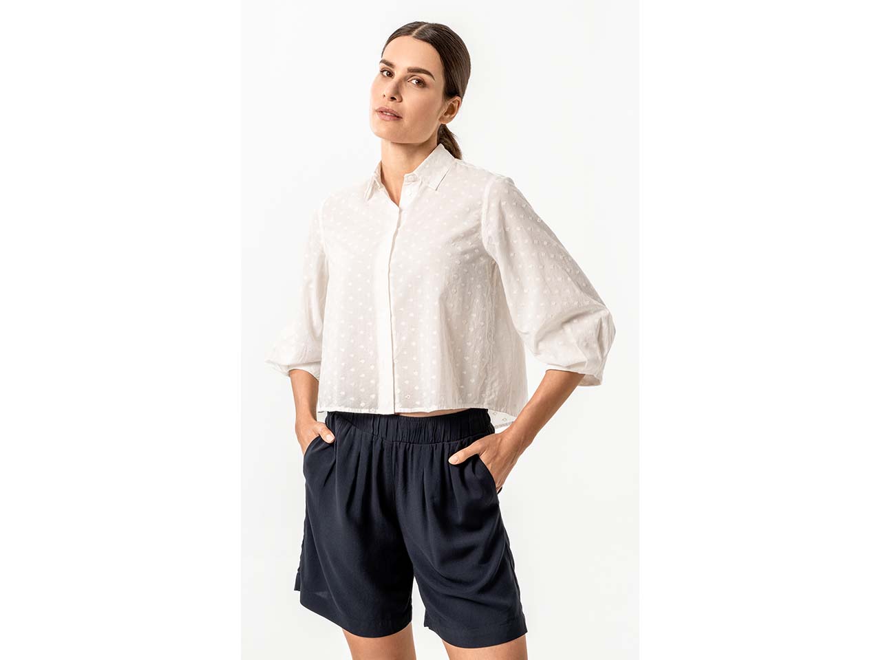 Living Crafts Bio-Damen-Bluse "AGNEETHA" kurz geschnitten, offwhite, Gr. 42