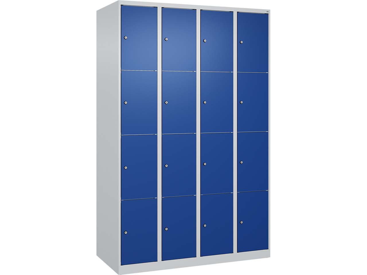 C+P Schließfachschrank Classic PLUS, 16 Fächer, 1850x1200x500mm, Lichtgrau/Enzianblau
