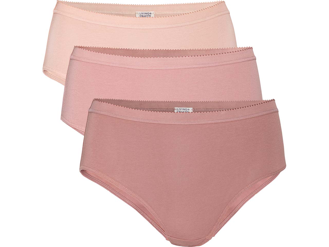 Living Crafts Bio-Damen-Slips "POLLY" mit elastischem Bund, 3 Stk., multi/rosewood, Gr. M
