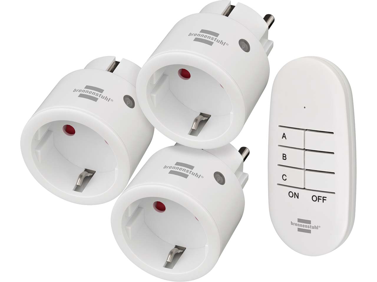 brennenstuhl Mini-Funkschalt-Set, Steckdosenadapter mit Funkempfänger, weiß