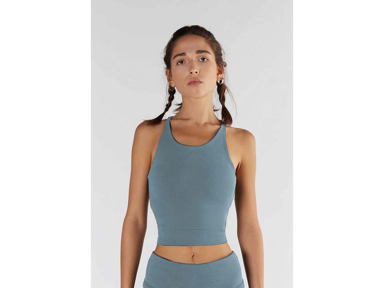 TRUE NORTH Bio-Damen-Crop-Top mit Rundhalsausschnitt, teal, Gr. L