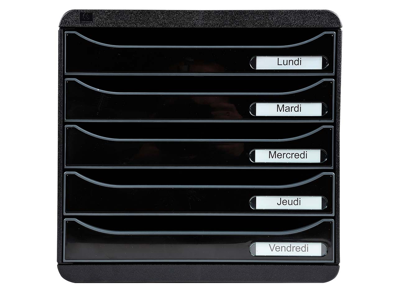 Exacompta Schubladenbox Big Box Plus "Glossy", DIN A4+, 5 Schubladen offen, schwarz