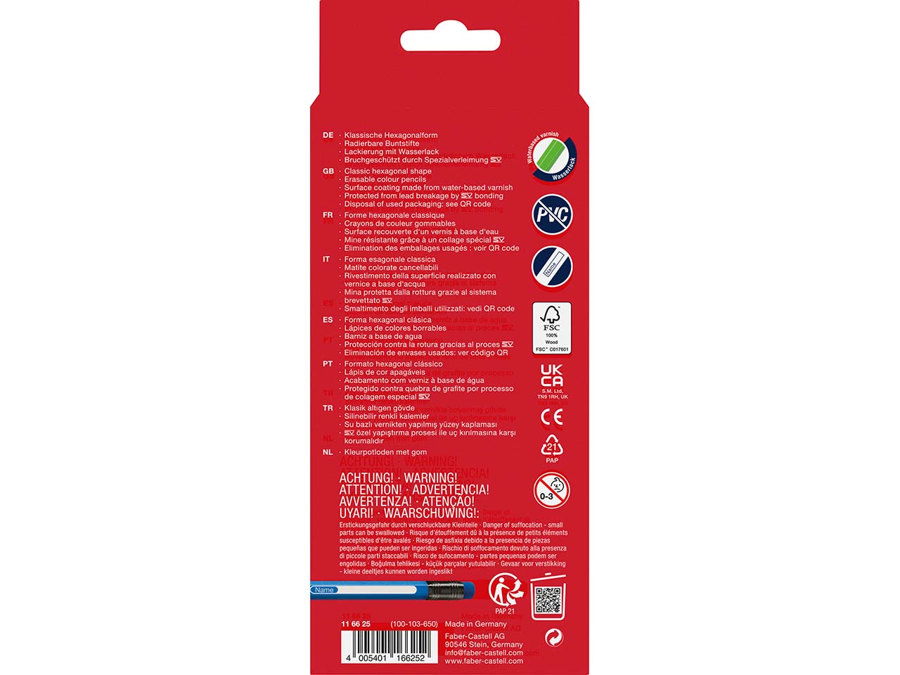 24er-Pack Faber-Castell Buntstifte mit Radierer farbig Sortiert