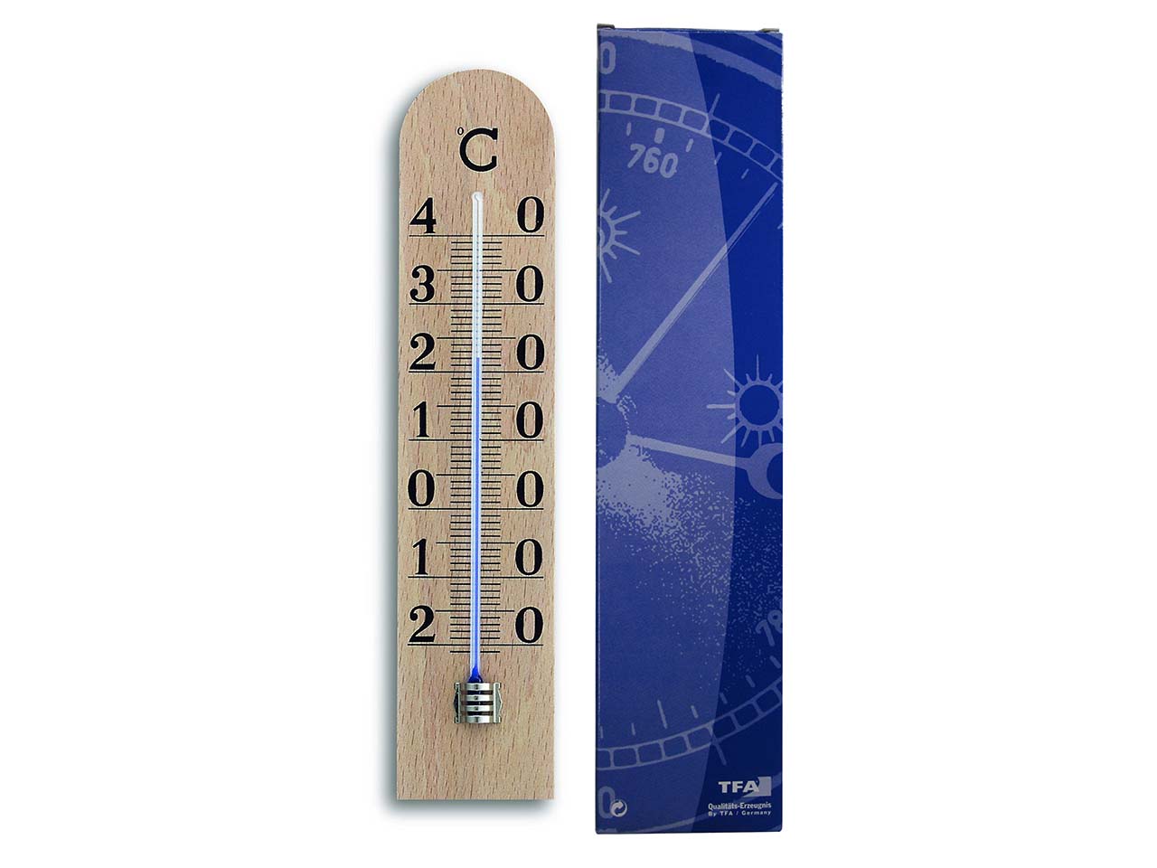 Analoges Innenthermometer aus Buche, natur