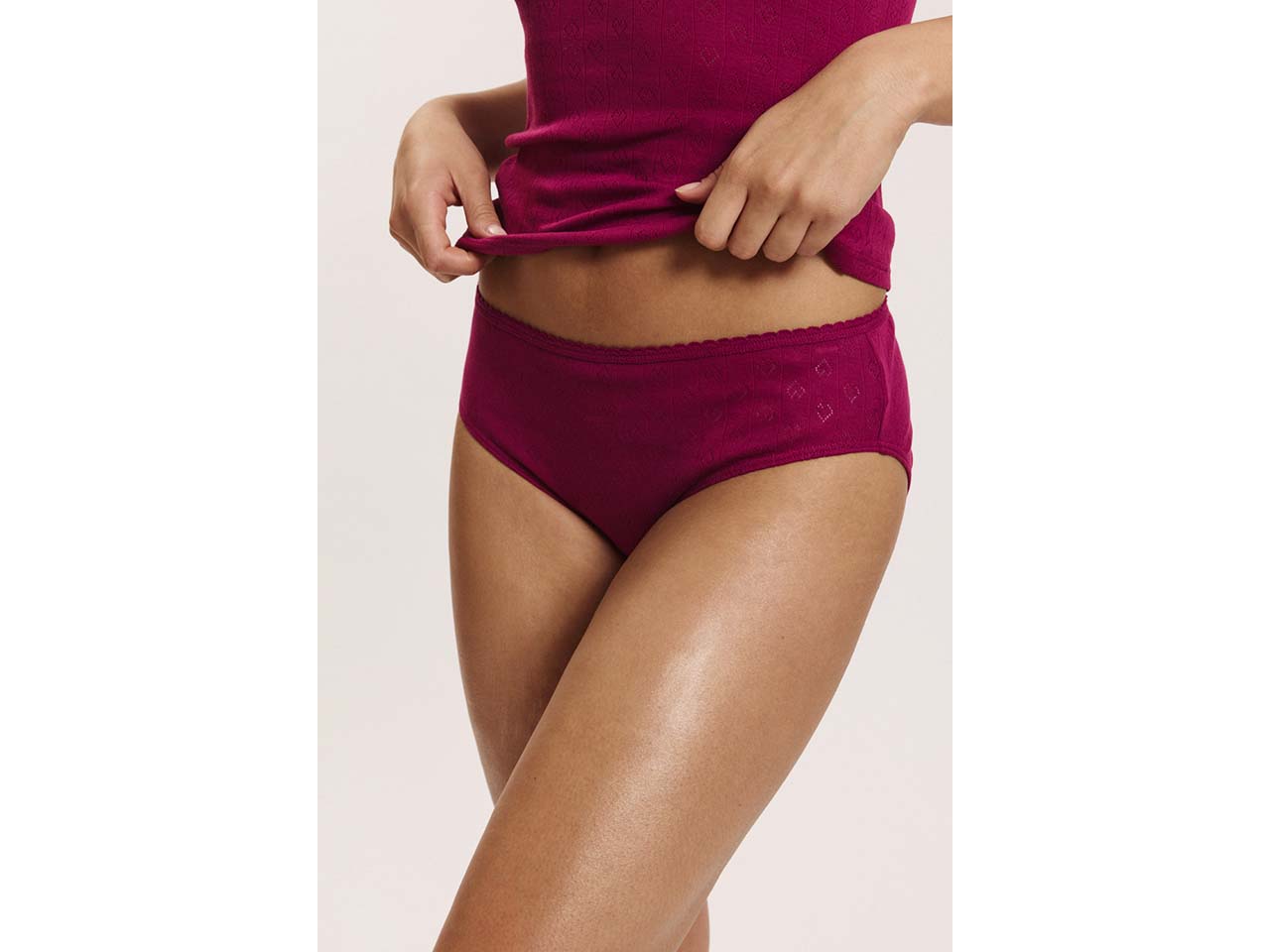 tranquillo 2er-Pack Bio-Damen-Slip 'Puaa' mit Ajour-Spitze, raspberry, Gr. M