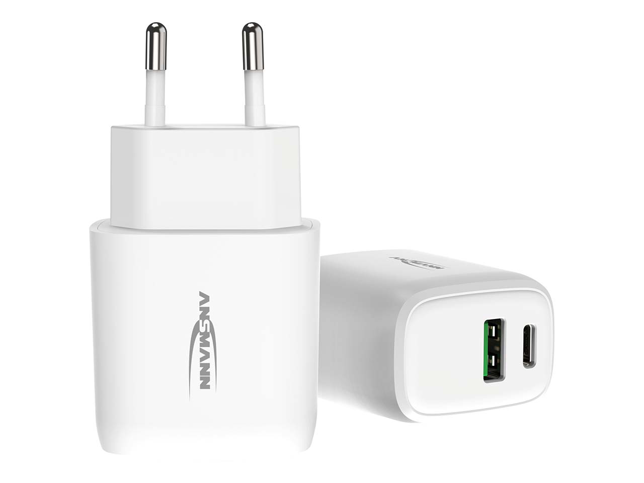 Ansmann USB-Ladegerät "Home Charger HC218PD", 3 A, 20 W, USB-A/-C, weiß