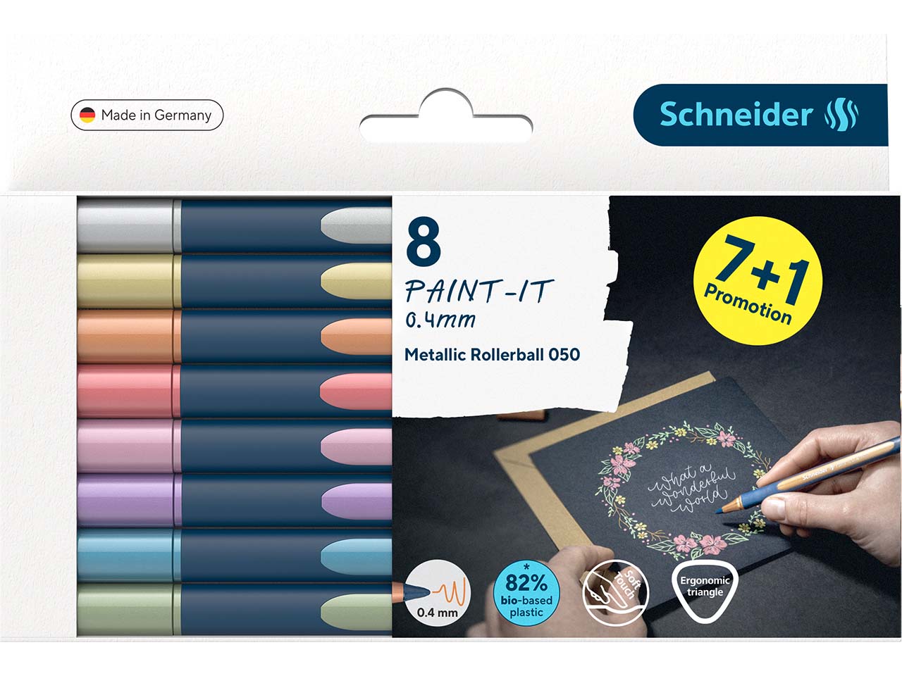Schneider 8er Set Metallic Rollerball "Paint-It" farbig sortiert