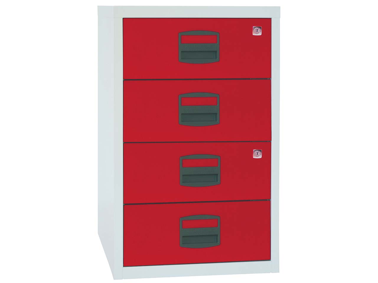 Bisley Home Container, mit 4 Schubladen grau/rot