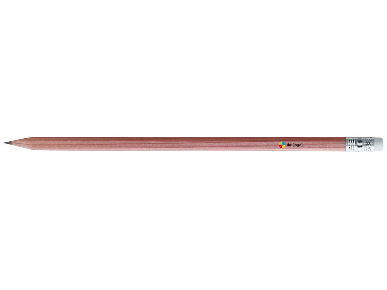 FSC-zertifizierter Bleistift 6-eckig 18,5 cm mit Radiertip, natur